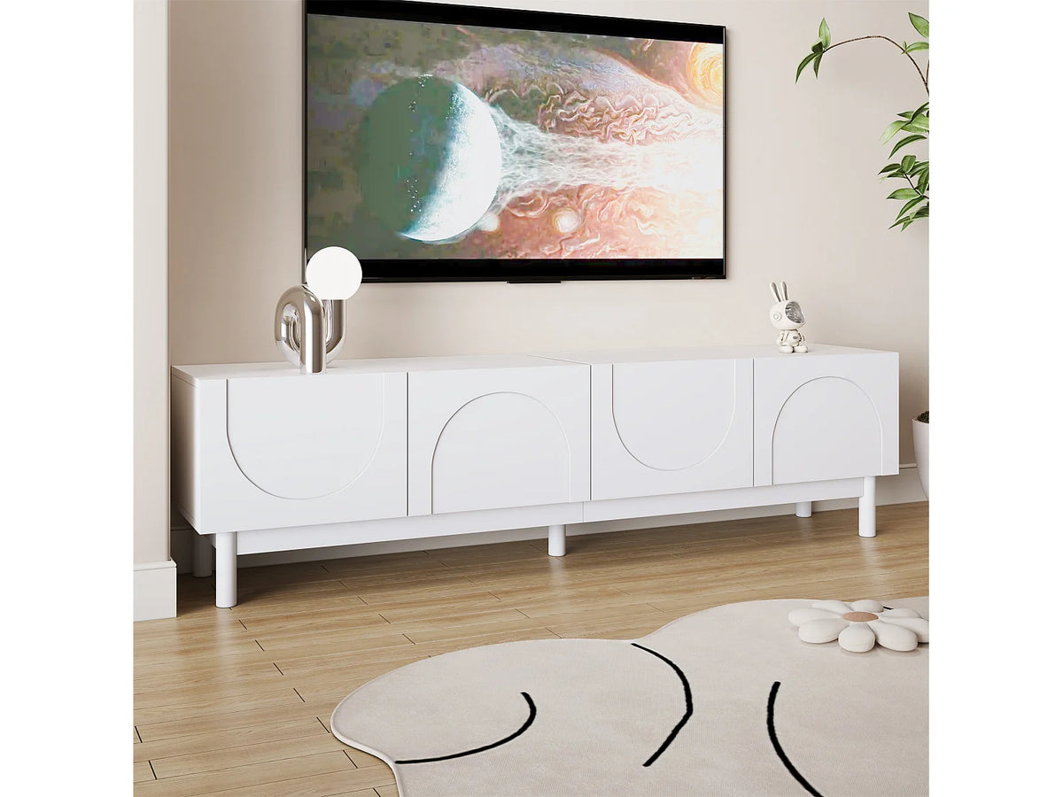 Meuble TV en Bois Blanc 169 cm - MERAX vue 3