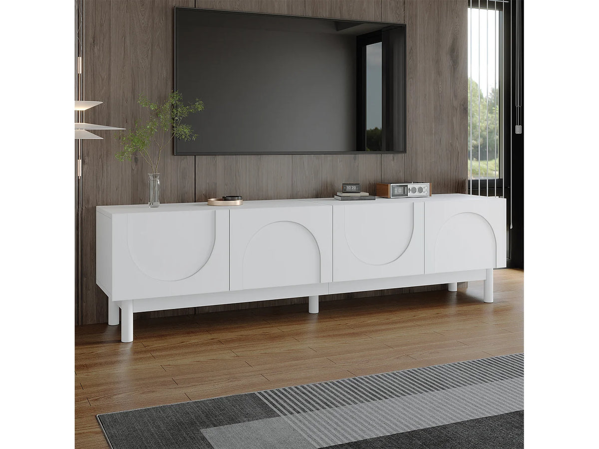 Meuble TV en Bois Blanc 169 cm - MERAX vue 5