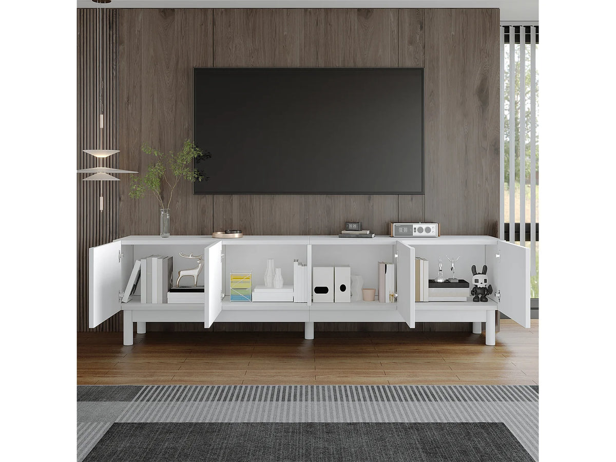 Meuble TV en Bois Blanc 169 cm - MERAX vue 6