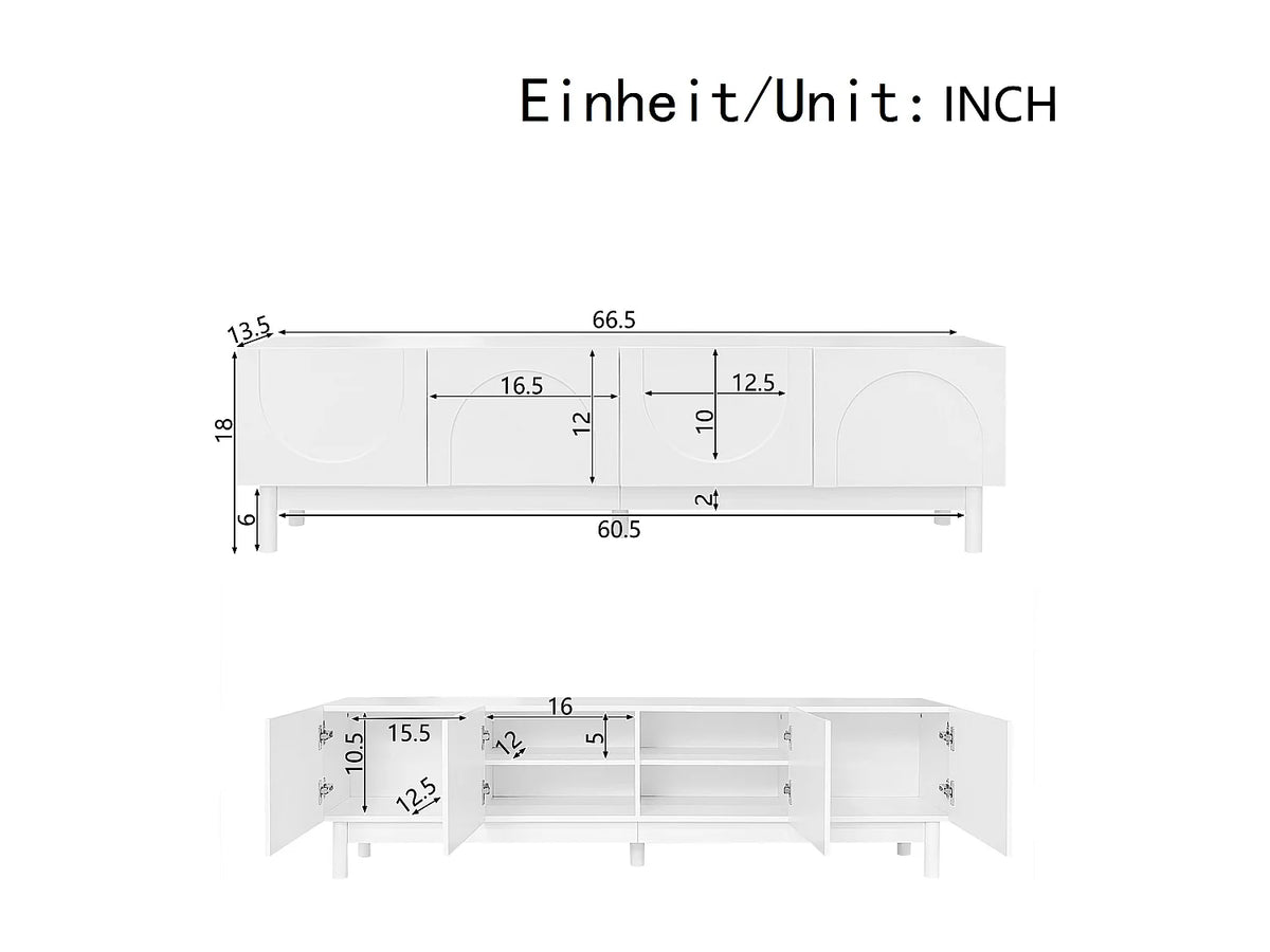 Meuble TV en Bois Blanc 169 cm - MERAX vue 8