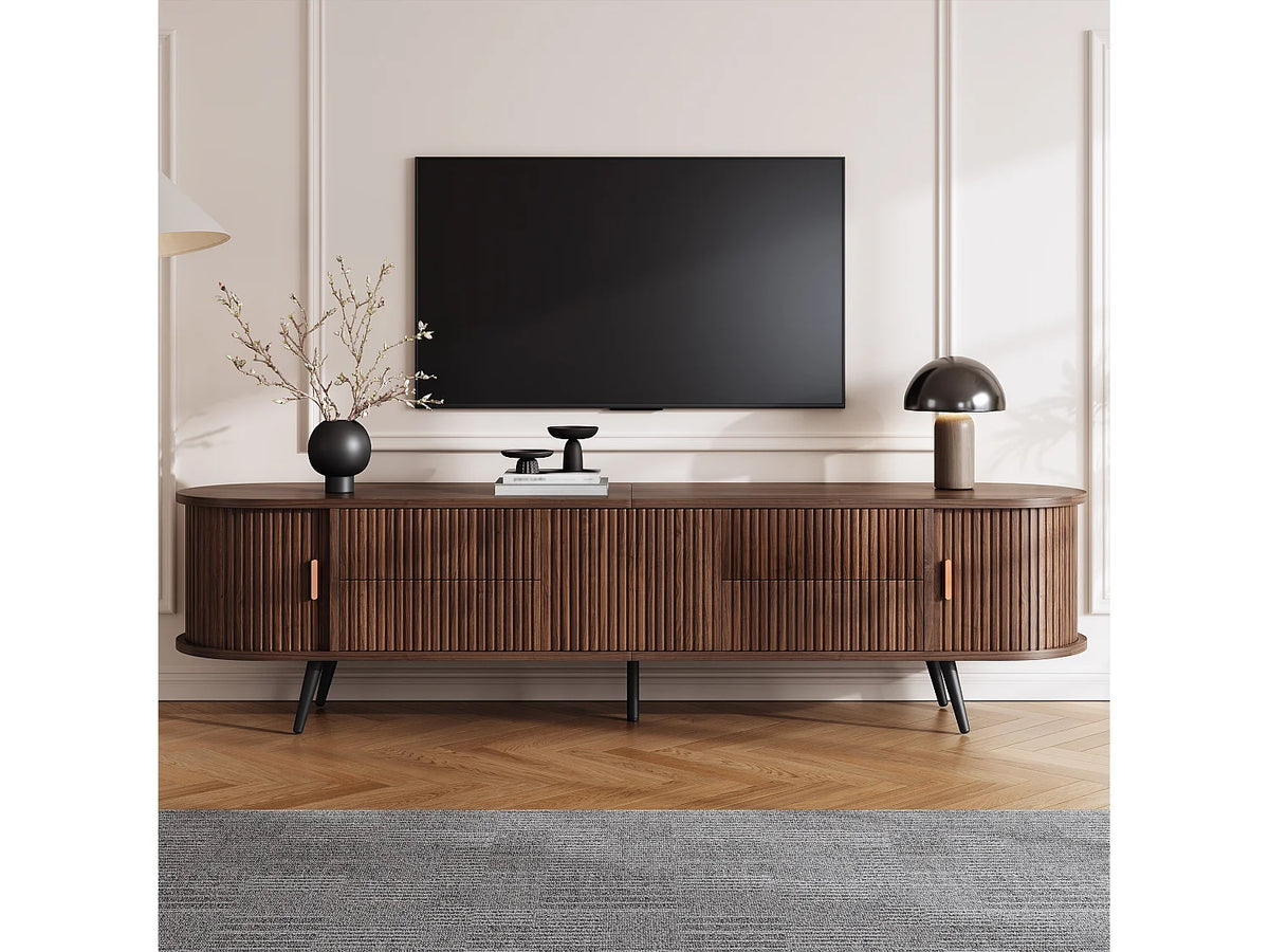 Meuble TV Effet Noyer 180 cm 2 Portes - MERAX