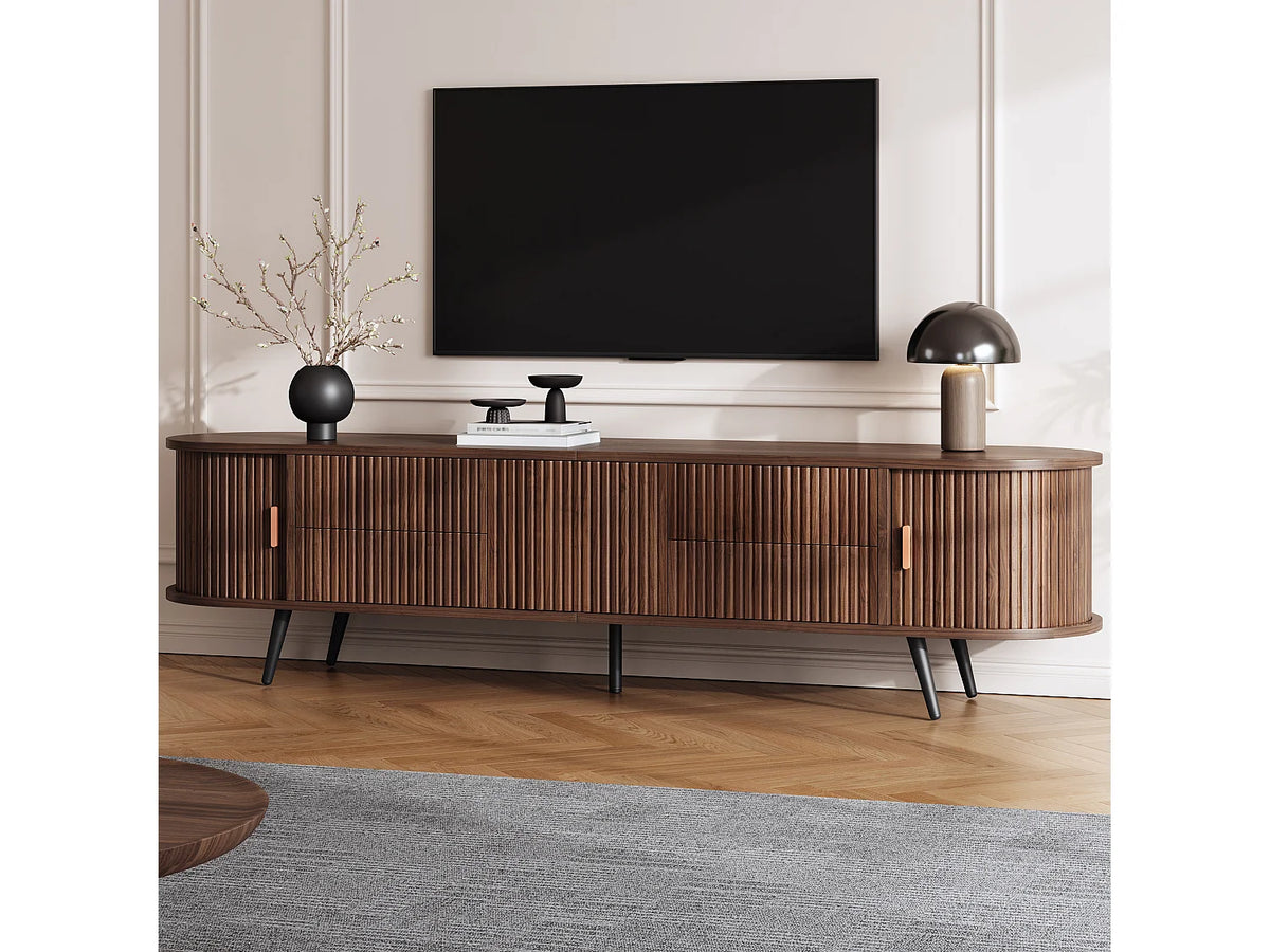 Meuble TV Effet Noyer 180 cm 2 Portes - MERAX vue 3
