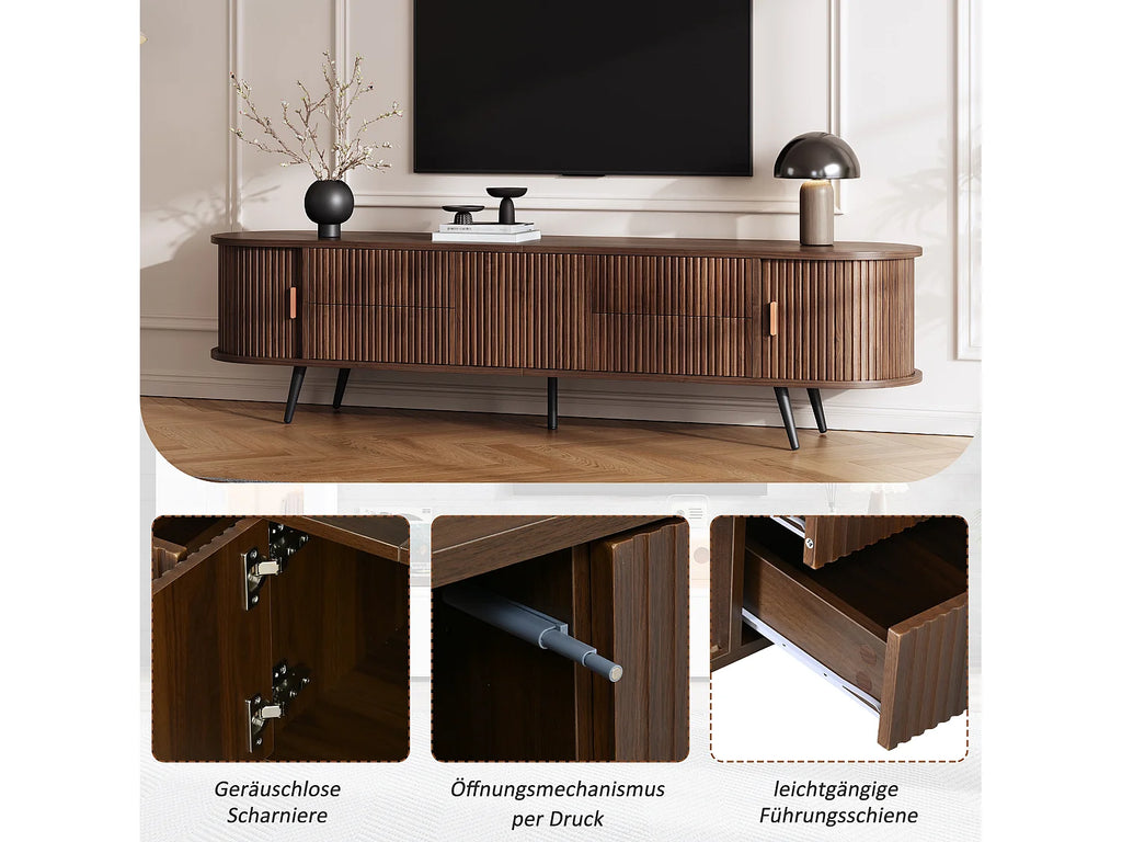 Meuble TV Effet Noyer 180 cm 2 Portes - MERAX vue 6