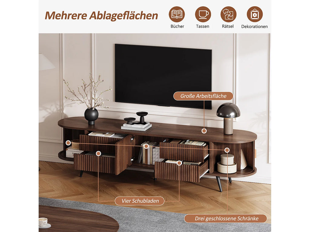 Meuble TV Effet Noyer 180 cm 2 Portes - MERAX vue 7