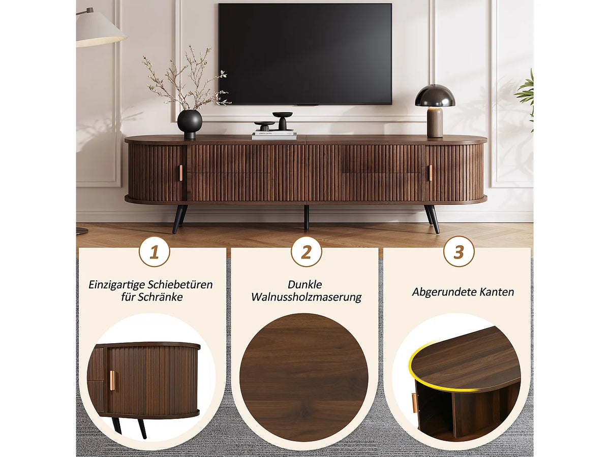 Meuble TV Effet Noyer 180 cm 2 Portes - MERAX vue 8