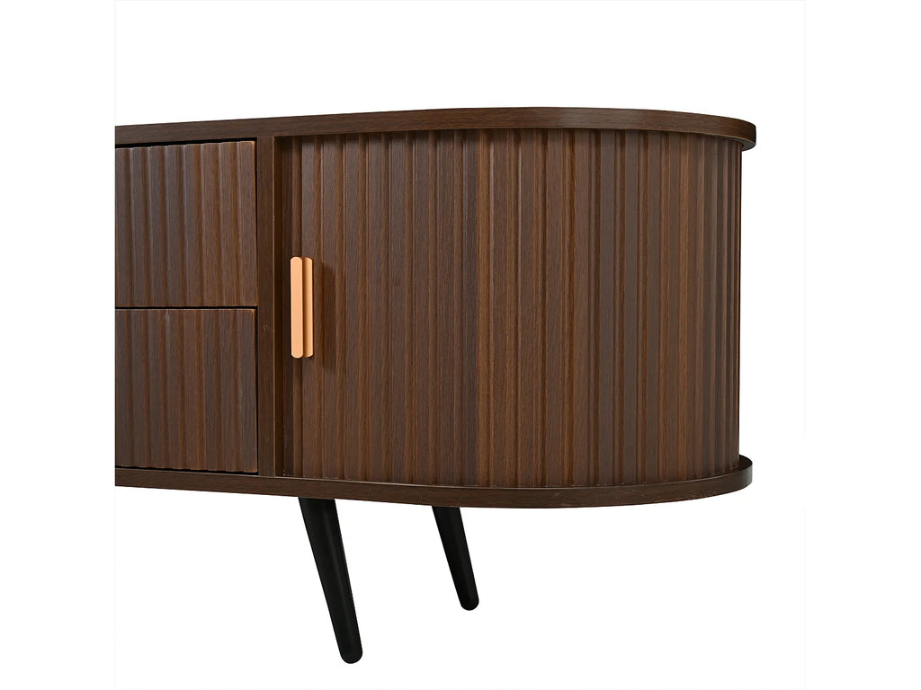 Meuble TV Effet Noyer 180 cm 2 Portes - MERAX vue 9
