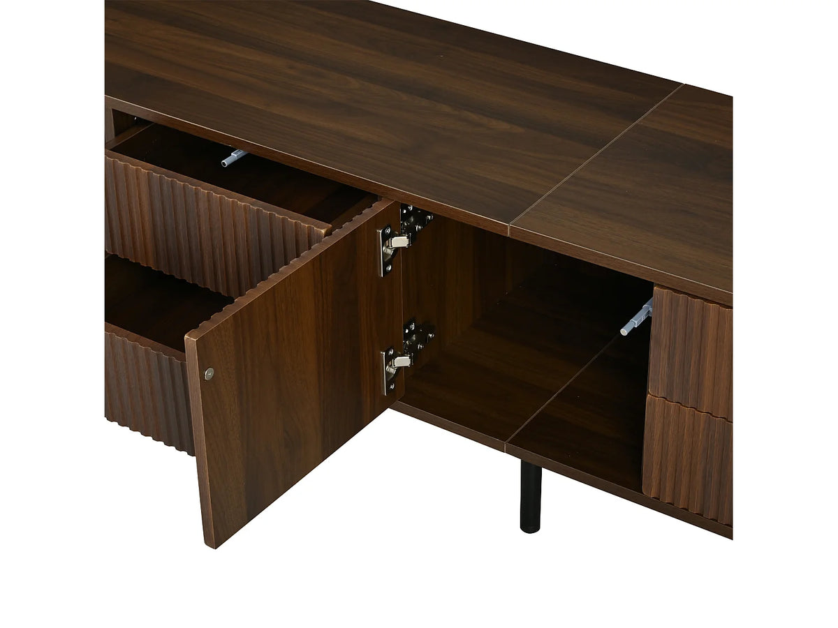 Meuble TV Effet Noyer 180 cm 2 Portes - MERAX vue 10