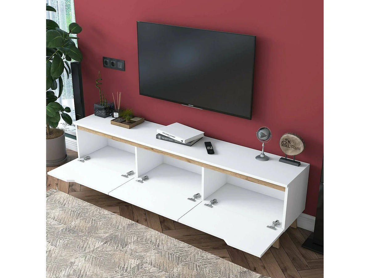 Meuble TV Suspendu Blanc 180 cm - DMORA vue 10