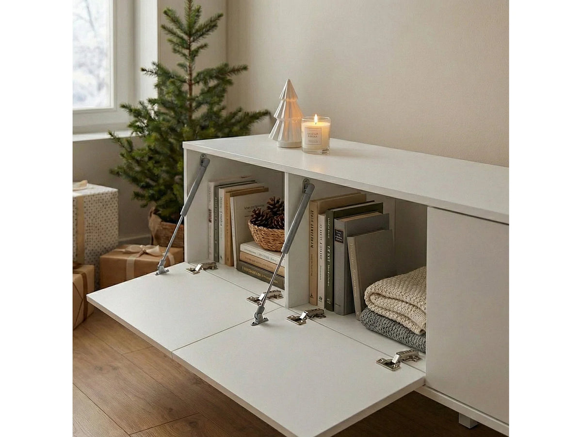 Meuble TV en Bois Blanc 225 cm - DMORA vue 4