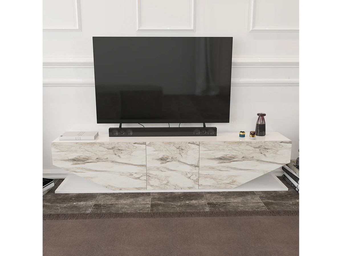 Meuble TV en Bois Blanc - DECOROTIKA FR