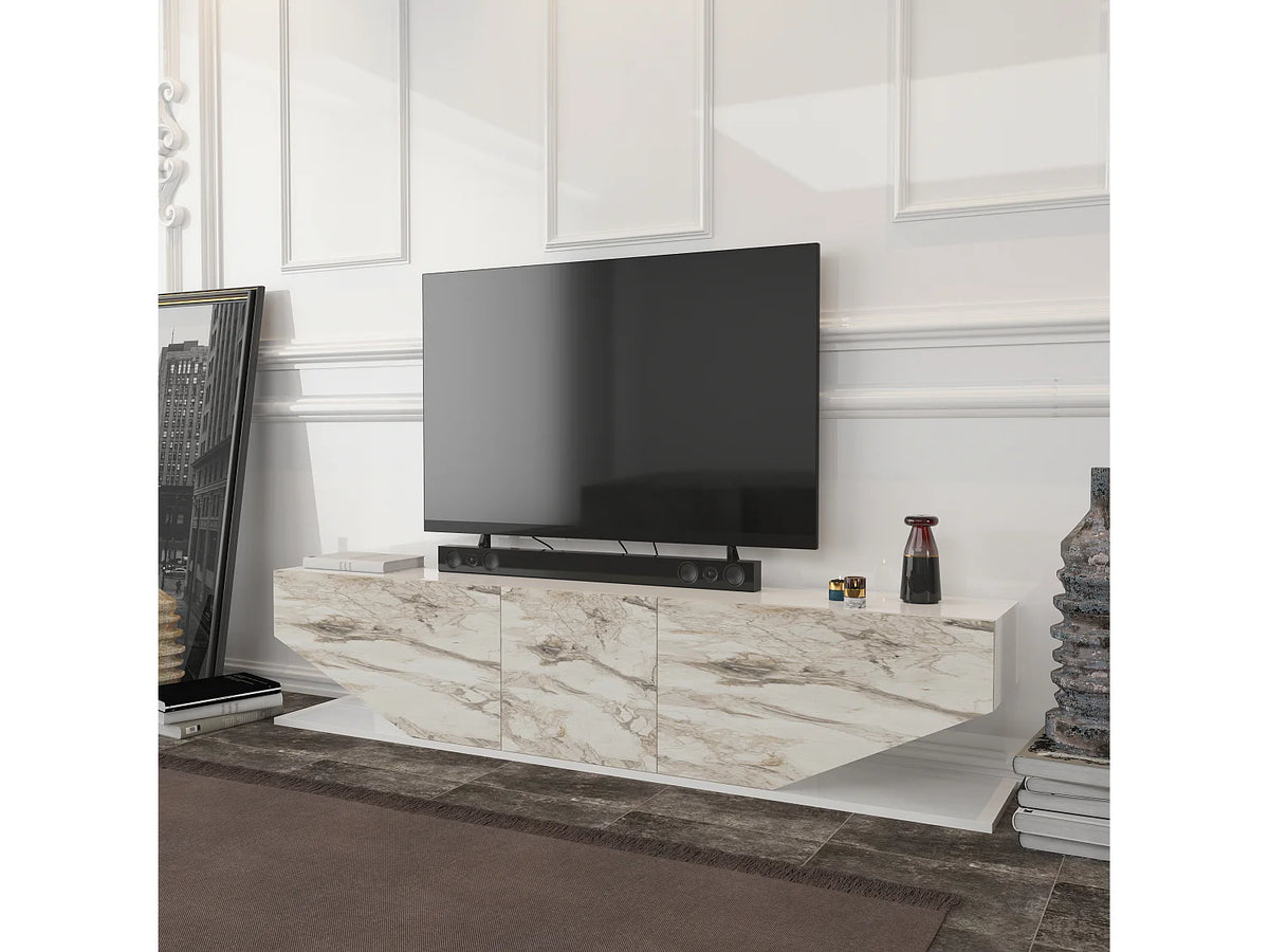 Meuble TV en Bois Blanc - DECOROTIKA FR vue 3