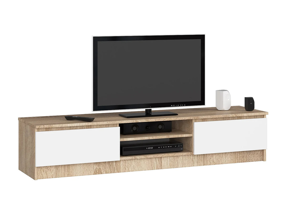 Meuble TV Effet Chêne Blanc 160 cm - AKORD vue 2