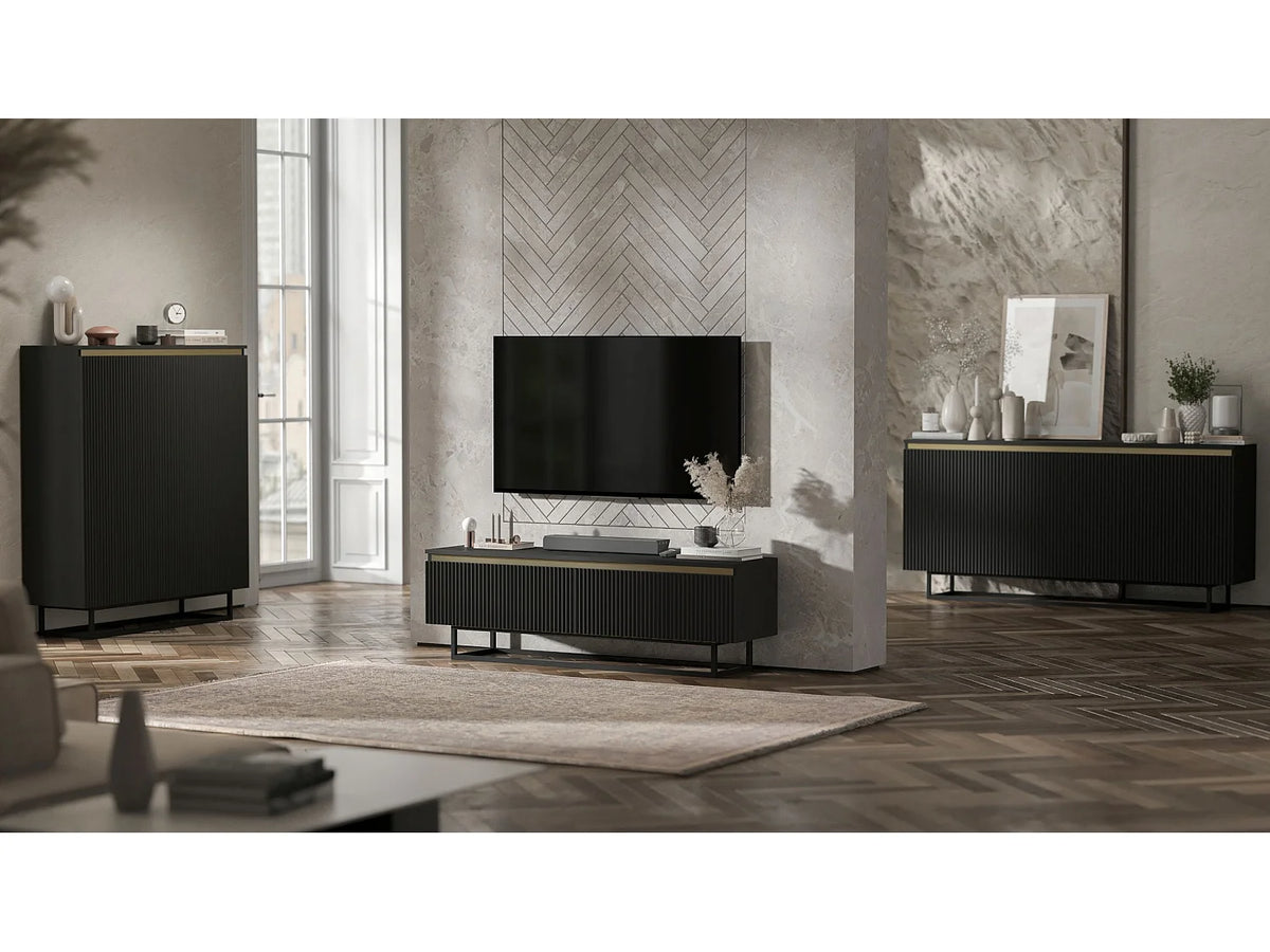 Meuble TV en Bois Noir 280 cm - SELENE vue 8
