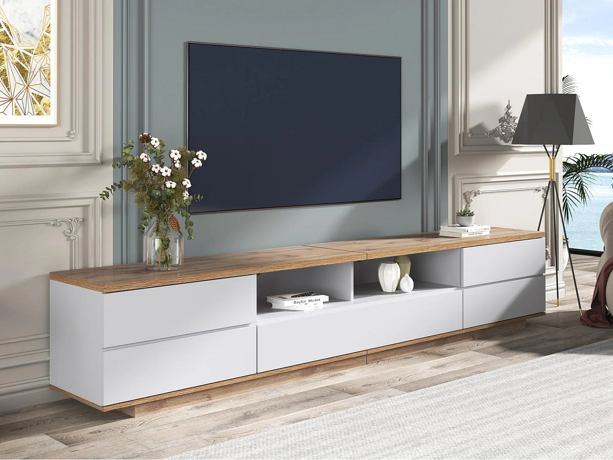 Meuble TV en Bois Blanc 180 cm - MODERNLUXE