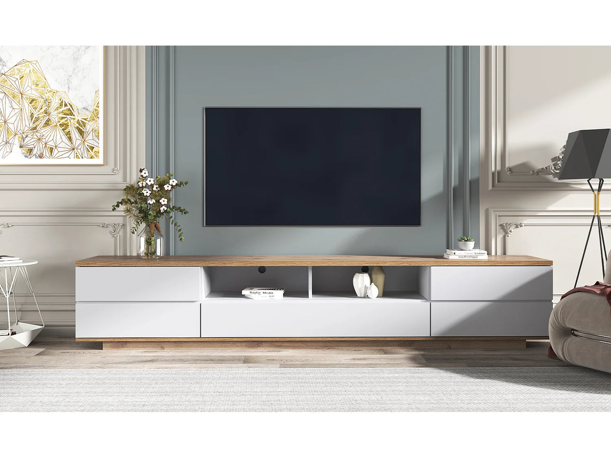Meuble TV en Bois Blanc 180 cm - MODERNLUXE vue 2