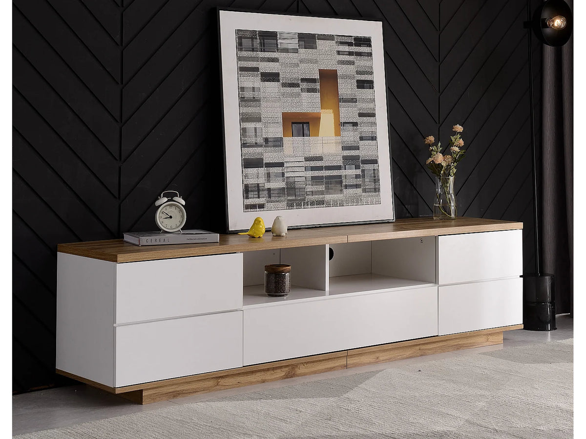 Meuble TV en Bois Blanc 180 cm - MODERNLUXE vue 3