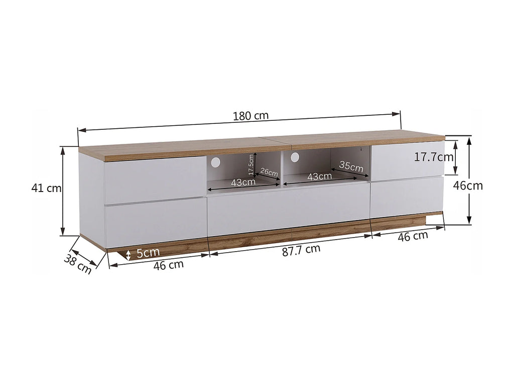 Meuble TV en Bois Blanc 180 cm - MODERNLUXE vue 4