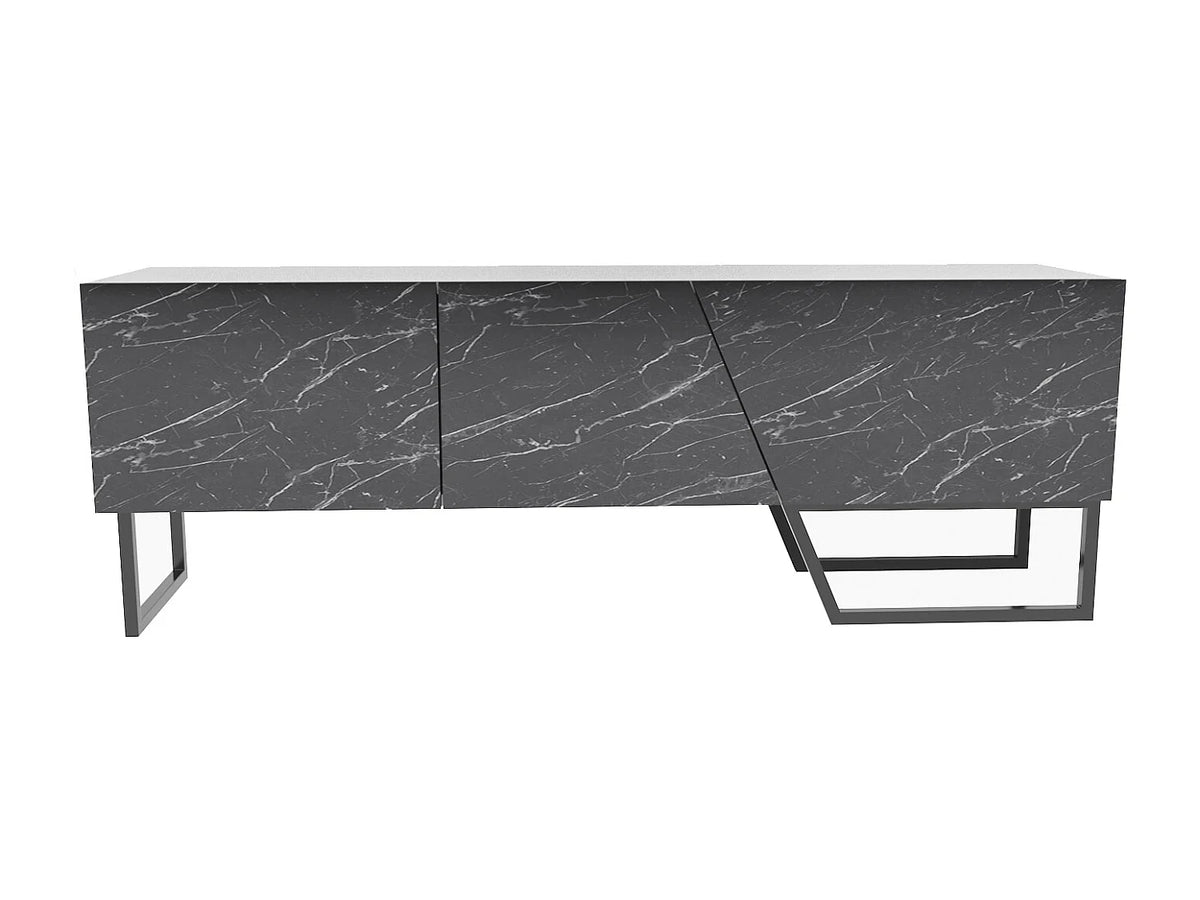 Meuble TV en Bois Blanc 150 cm Noir - DECOROTIKA FR vue 5