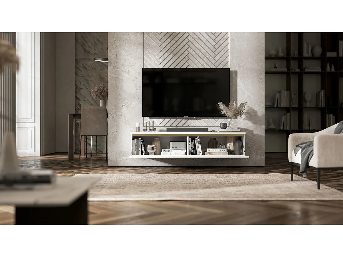 Meuble TV en Bois Blanc 140 cm - SELENE vue 6