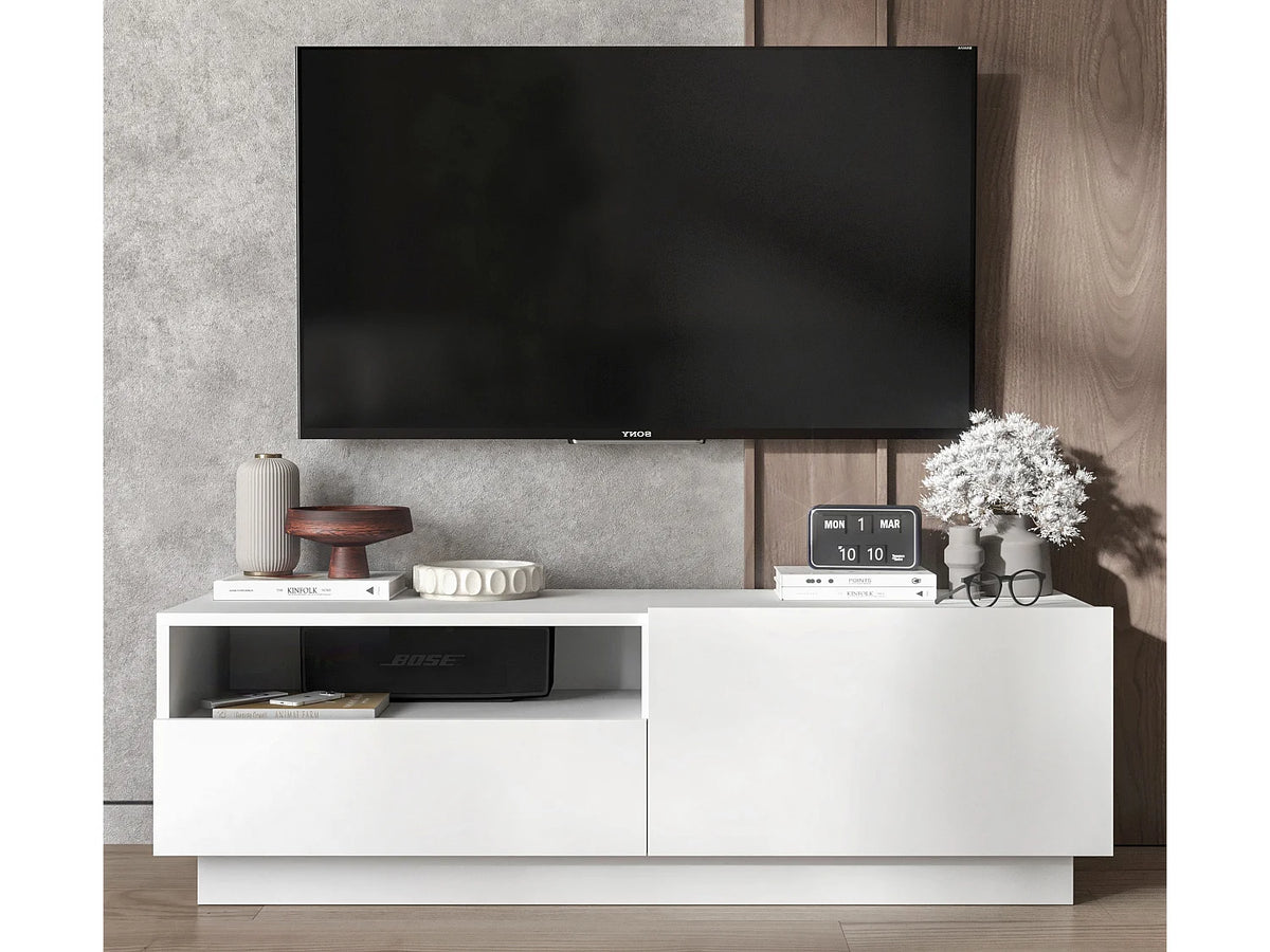 Meuble TV en Bois Blanc 120 cm - ENJOY vue 4