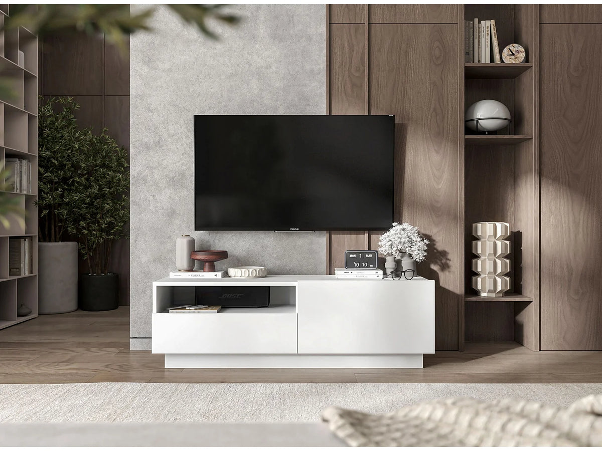 Meuble TV en Bois Blanc 120 cm - ENJOY vue 3