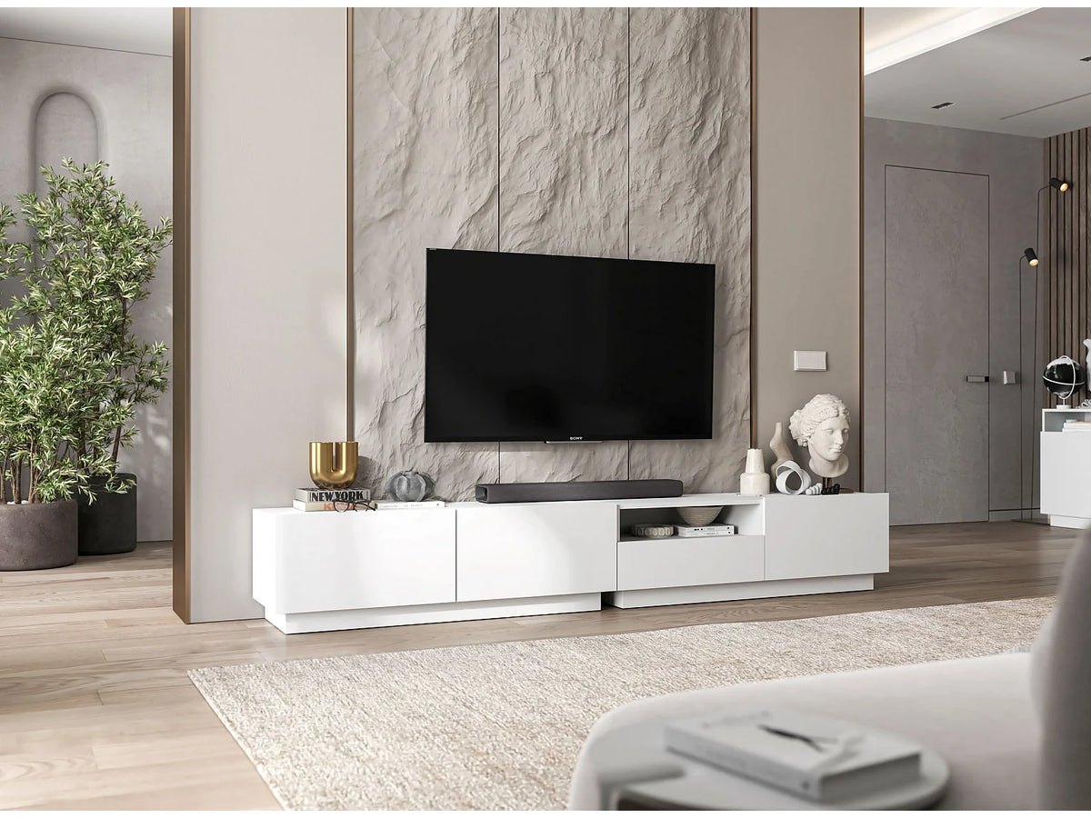 Meuble TV en Bois Blanc 120 cm - ENJOY vue 8