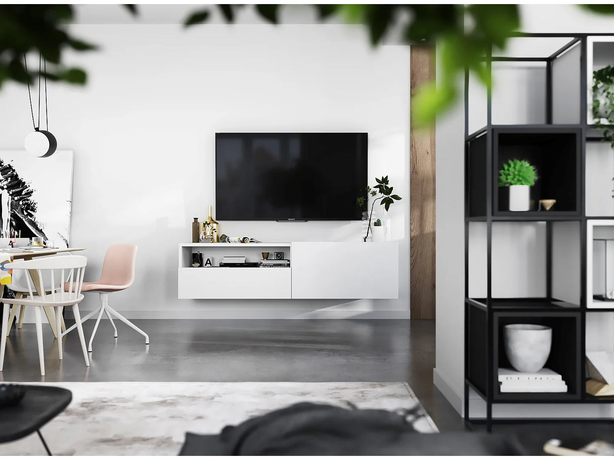 Meuble TV en Bois Blanc 120 cm - ENJOY vue 9