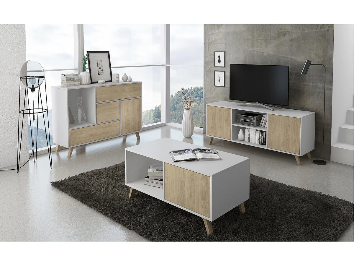Meuble TV Effet Chêne Blanc - WIND vue 4