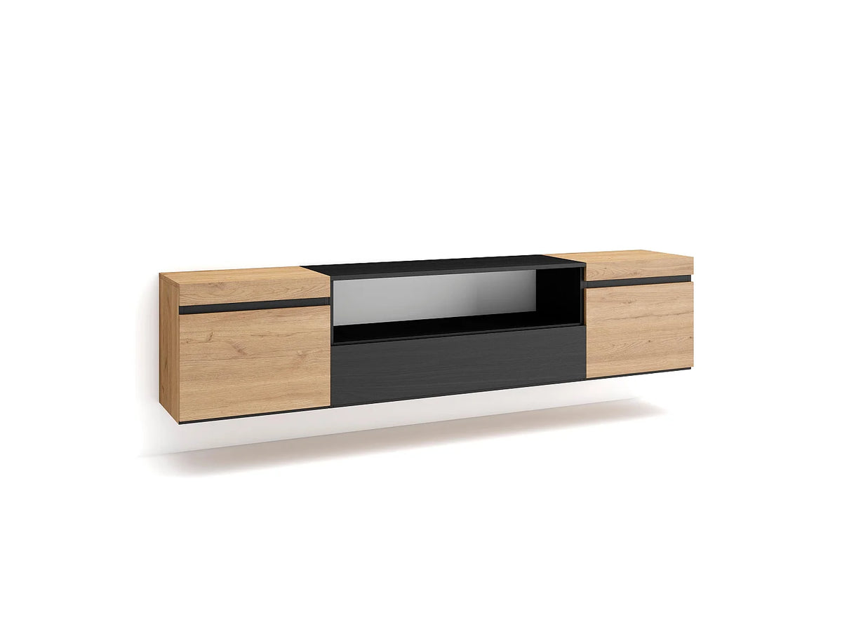 Meuble TV Suspendu Noir 203 cm - SKRAUT HOME