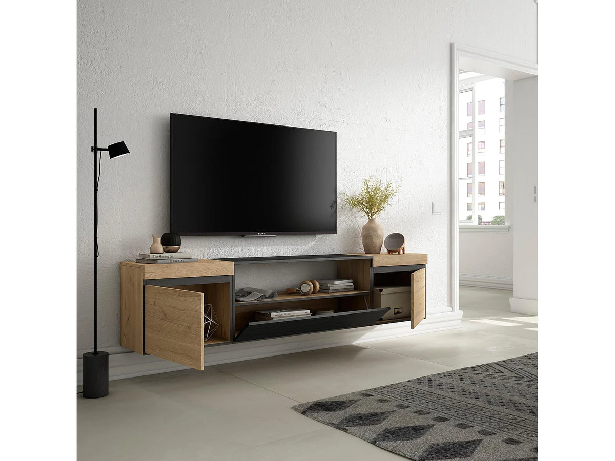 Meuble TV Suspendu Noir 203 cm - SKRAUT HOME vue 3