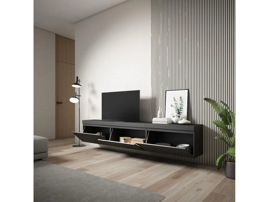 Meuble TV en Bois Noir 240 cm - SKRAUT HOME vue 3