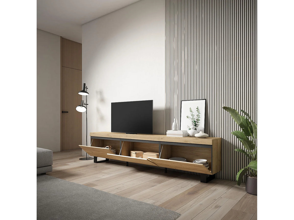 Meuble TV Effet Chêne Design 240 cm - SKRAUT HOME vue 3