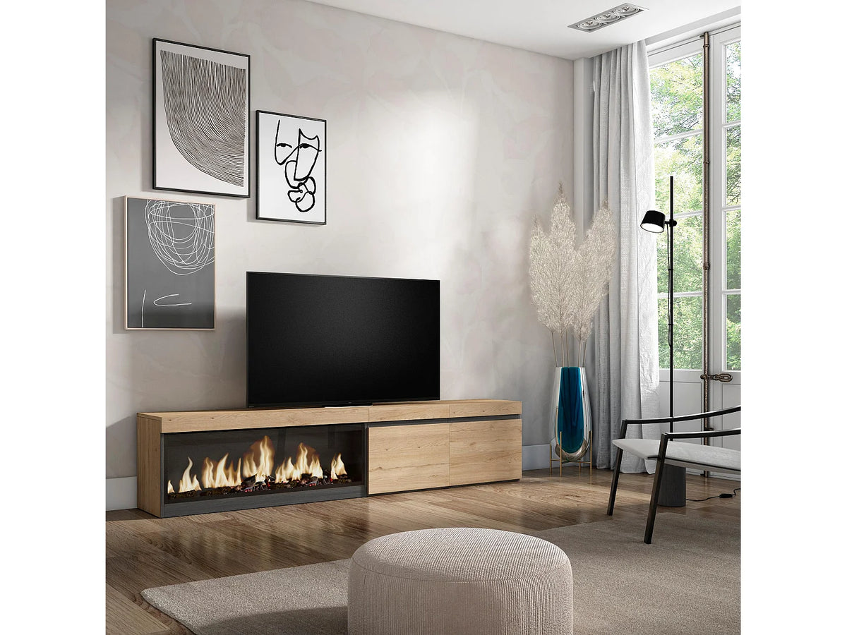 Meuble TV Bas Effet Chêne 208 cm - SKRAUT HOME vue 2