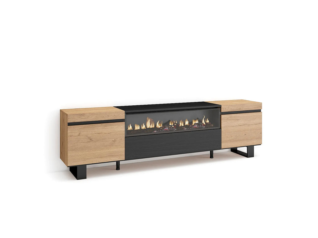 Meuble TV Effet Chêne Noir 203 cm - SKRAUT HOME