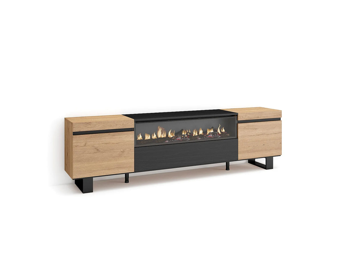 Meuble TV Effet Chêne Noir 203 cm - SKRAUT HOME