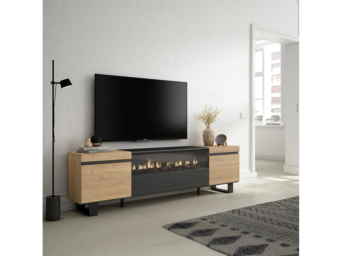 Meuble TV Effet Chêne Noir 203 cm - SKRAUT HOME vue 2