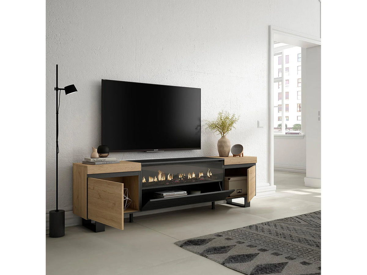 Meuble TV Effet Chêne Noir 203 cm - SKRAUT HOME vue 3