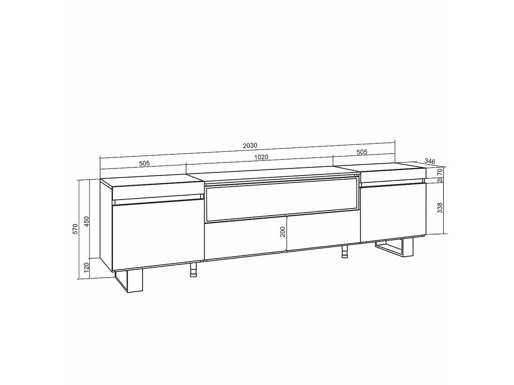 Meuble TV Effet Chêne Noir 203 cm - SKRAUT HOME vue 4