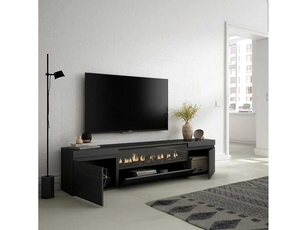 Meuble TV en Bois Noir 203 cm avec LED - SKRAUT HOME vue 3