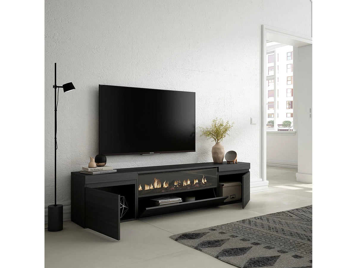 Meuble TV en Bois Noir 203 cm avec LED - SKRAUT HOME vue 3