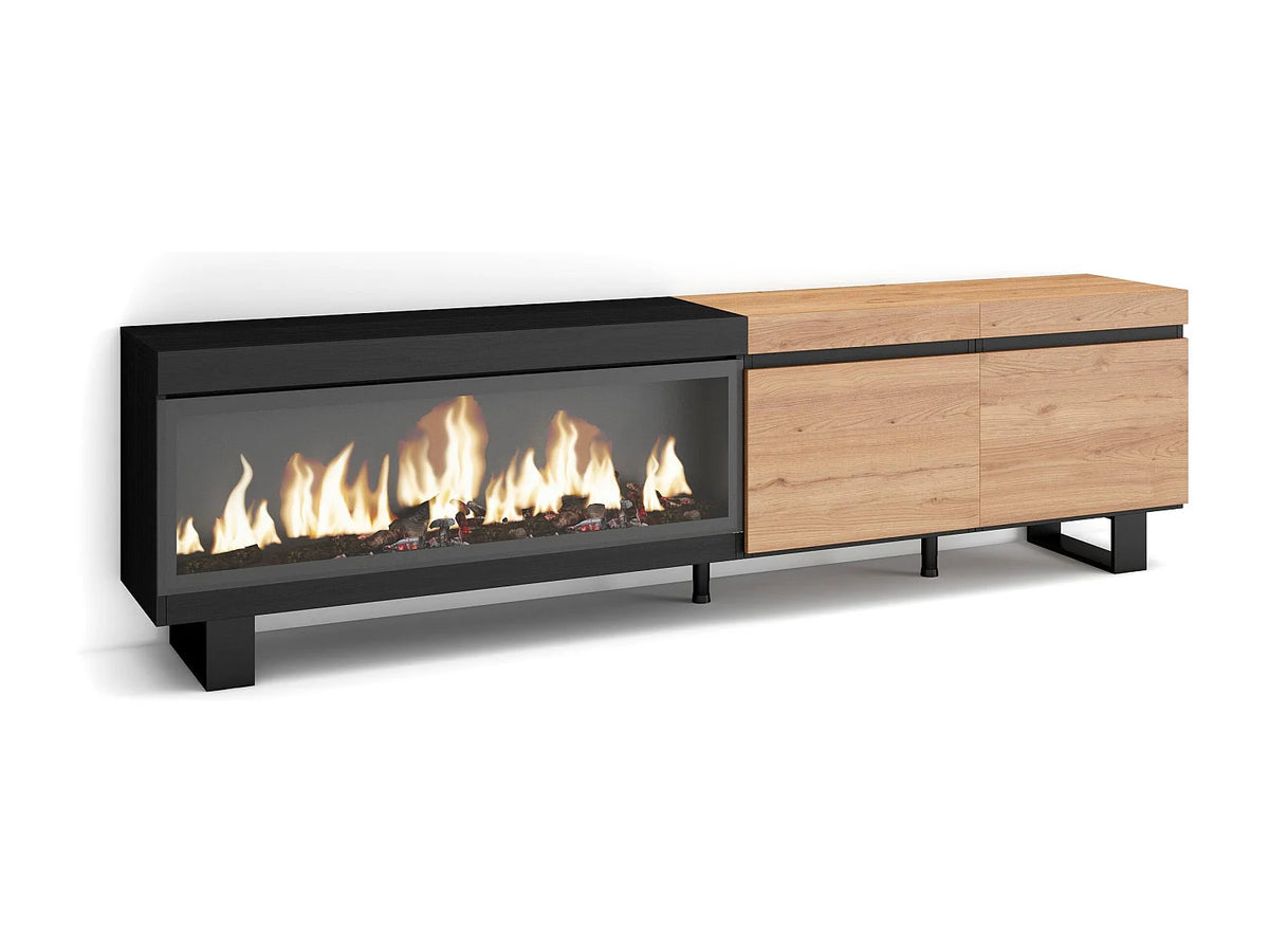 Meuble TV Effet Chêne Noir 208 cm - SKRAUT HOME