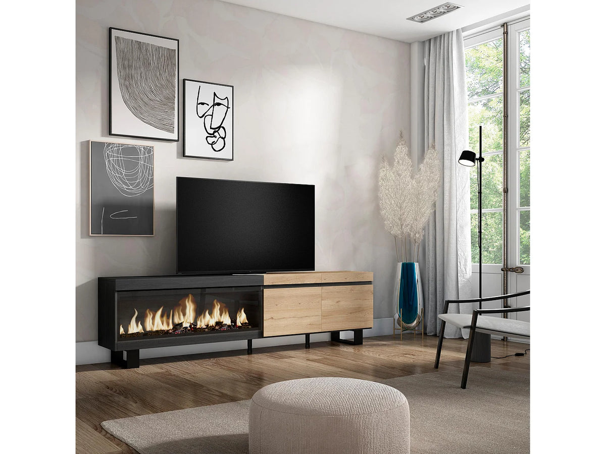 Meuble TV Effet Chêne Noir 208 cm - SKRAUT HOME vue 2