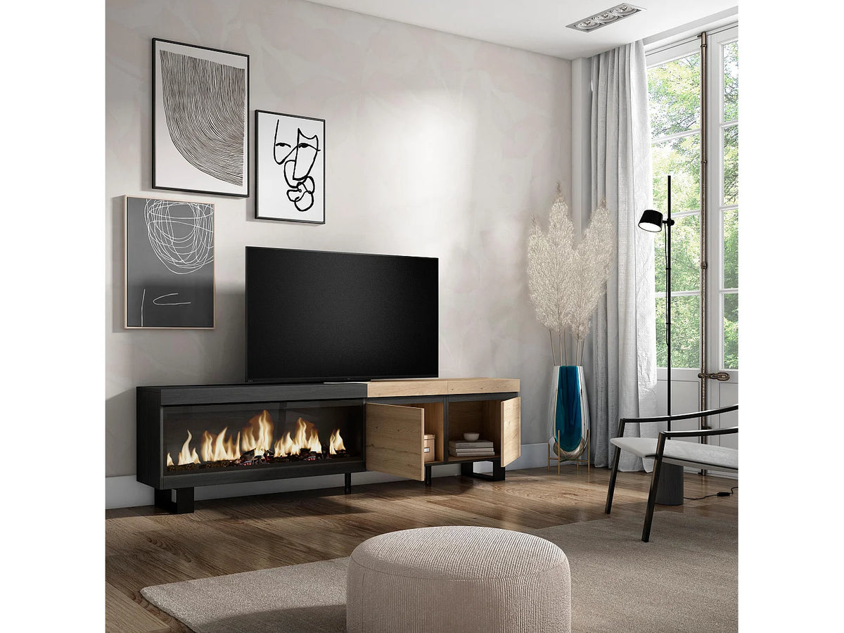 Meuble TV Effet Chêne Noir 208 cm - SKRAUT HOME vue 3