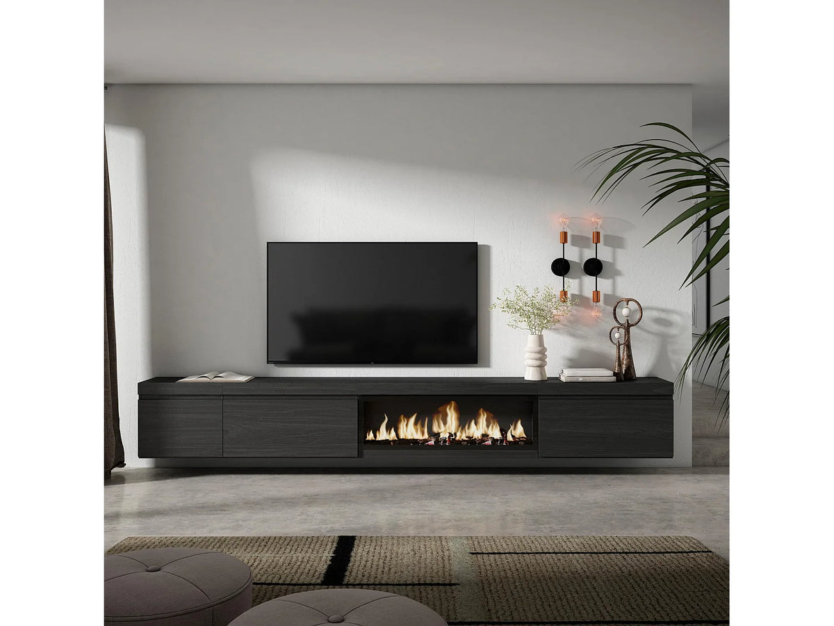 Meuble TV en Bois Noir 317 cm - SKRAUT HOME vue 2