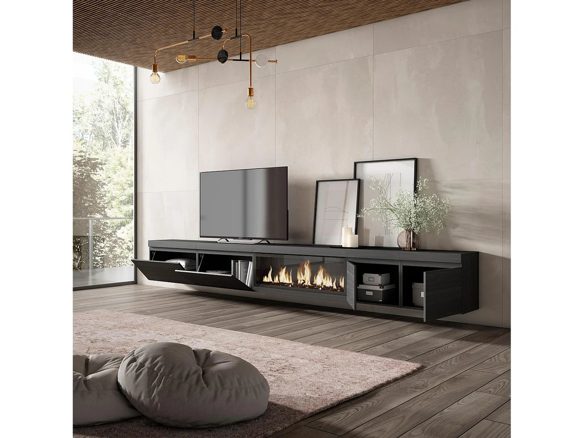 Meuble TV en Bois Noir 368 cm avec LED - SKRAUT HOME vue 3