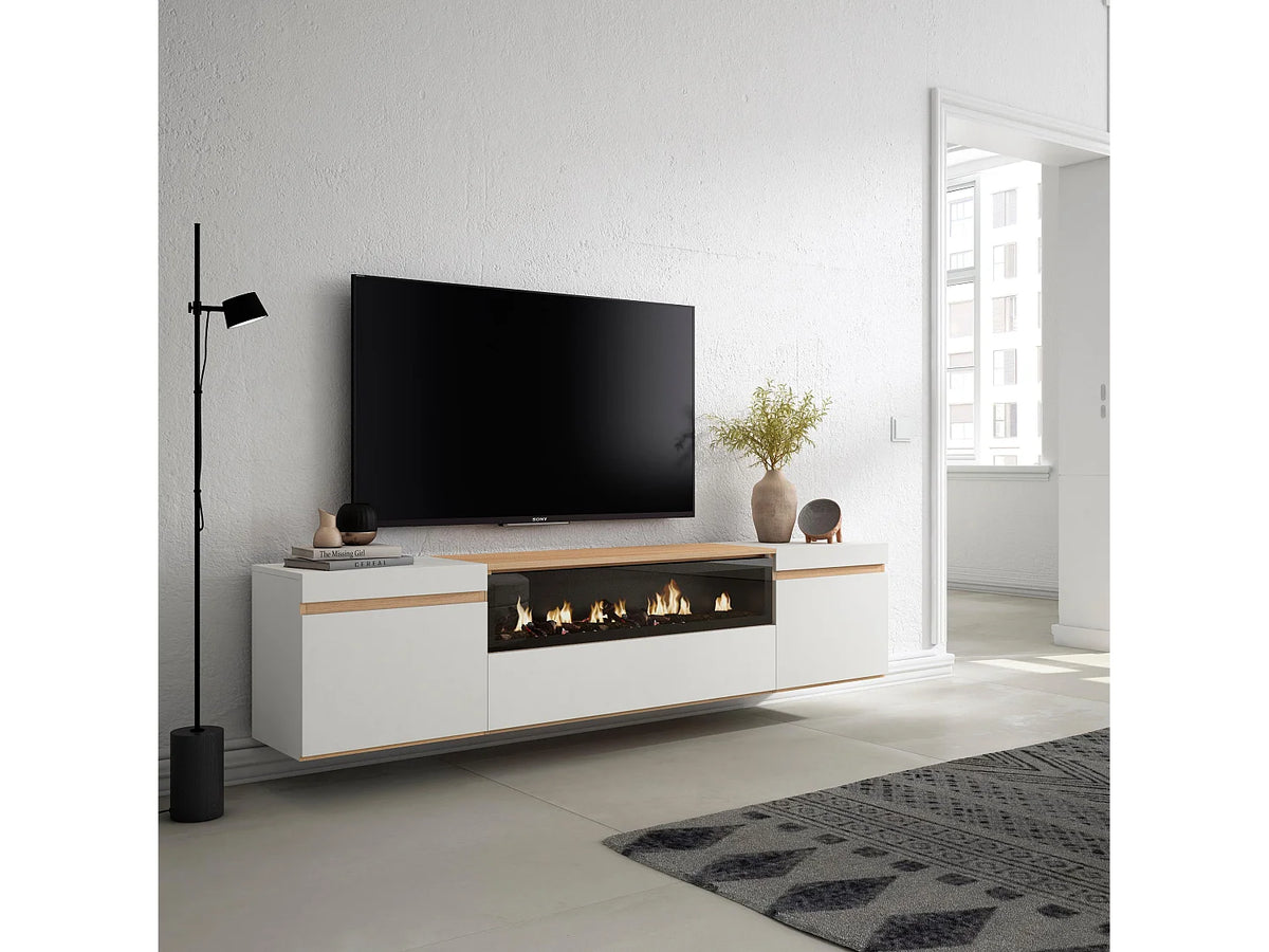 Meuble TV Suspendu Blanc 200 cm - SKRAUT HOME vue 2