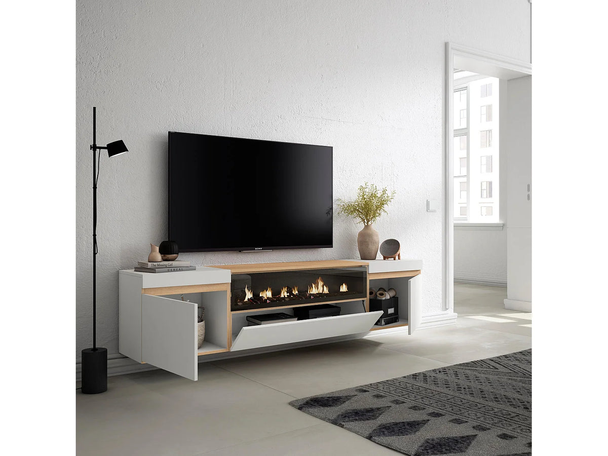 Meuble TV Suspendu Blanc 200 cm - SKRAUT HOME vue 3