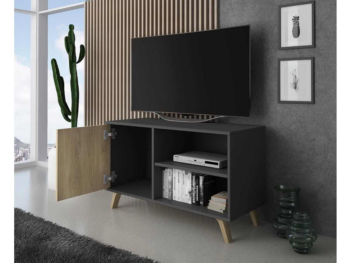 Meuble TV Effet Chêne Gris - WIND vue 3