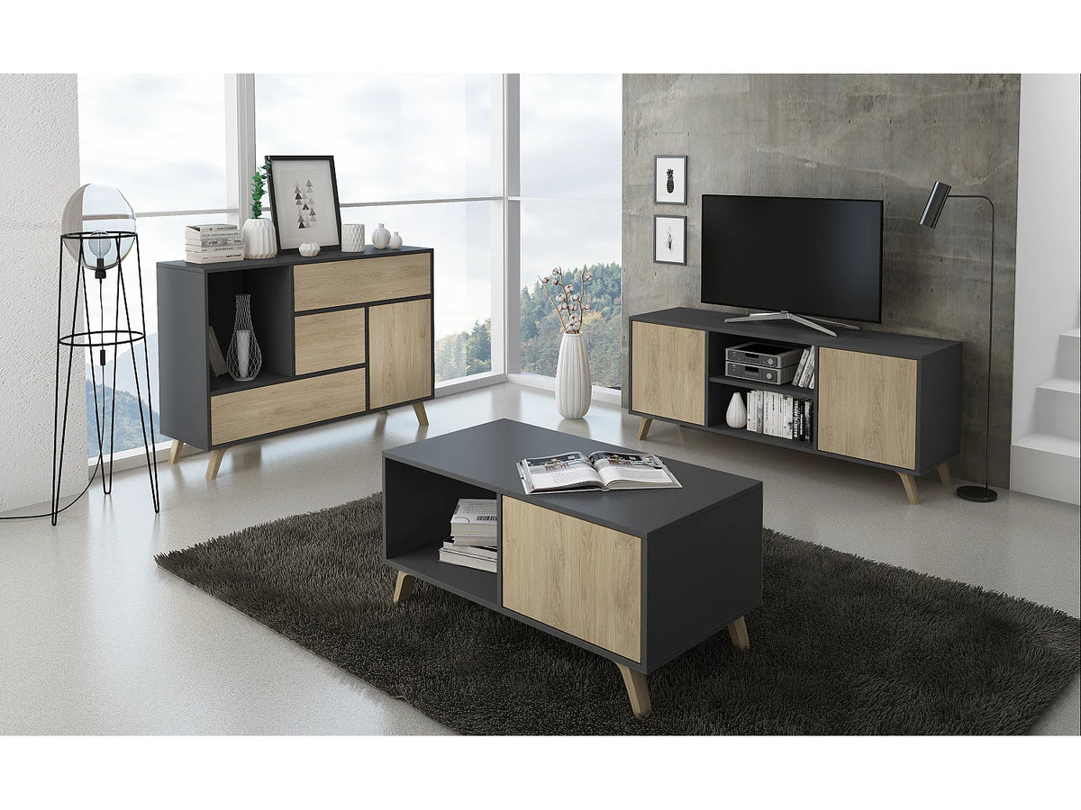Meuble TV Effet Chêne Gris - WIND vue 5