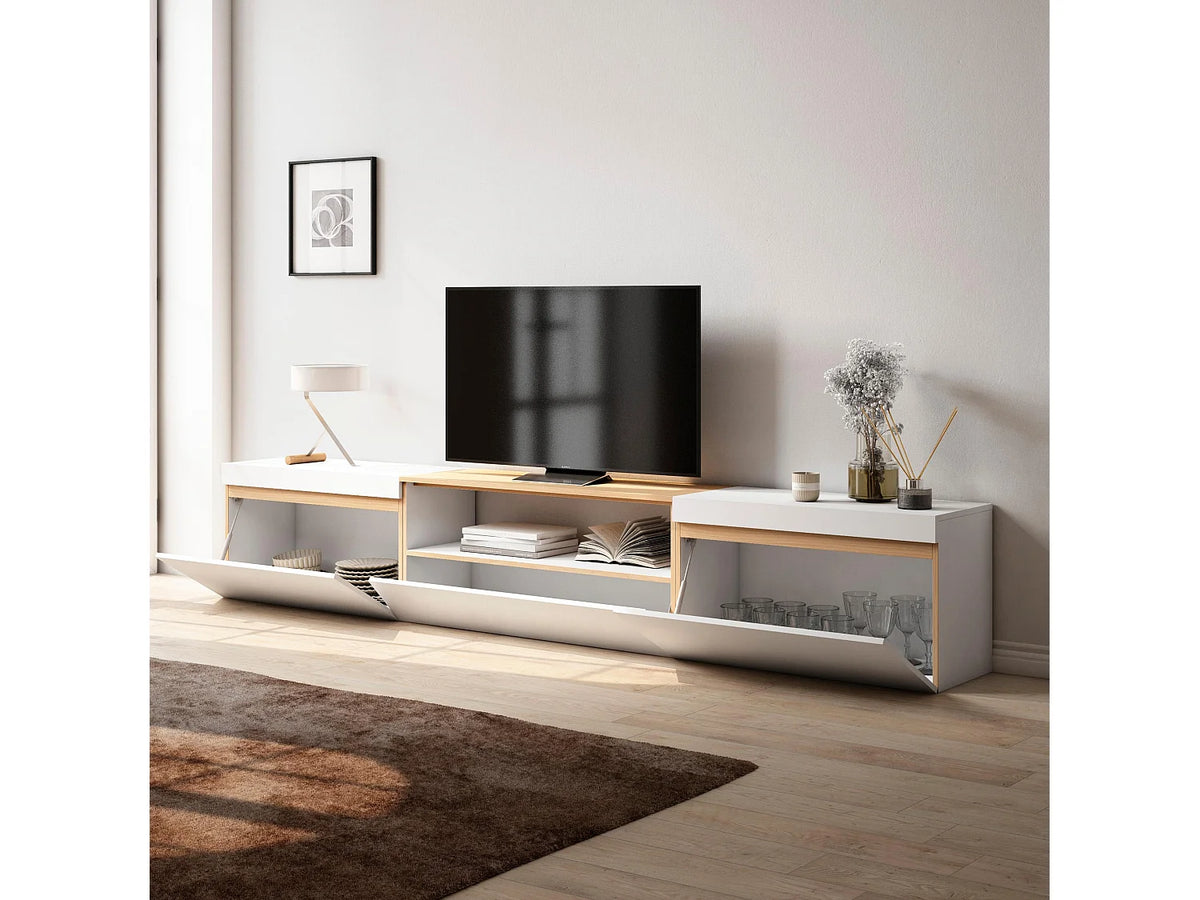 Meuble TV Effet Chêne Blanc 260 cm - SKRAUT HOME vue 3
